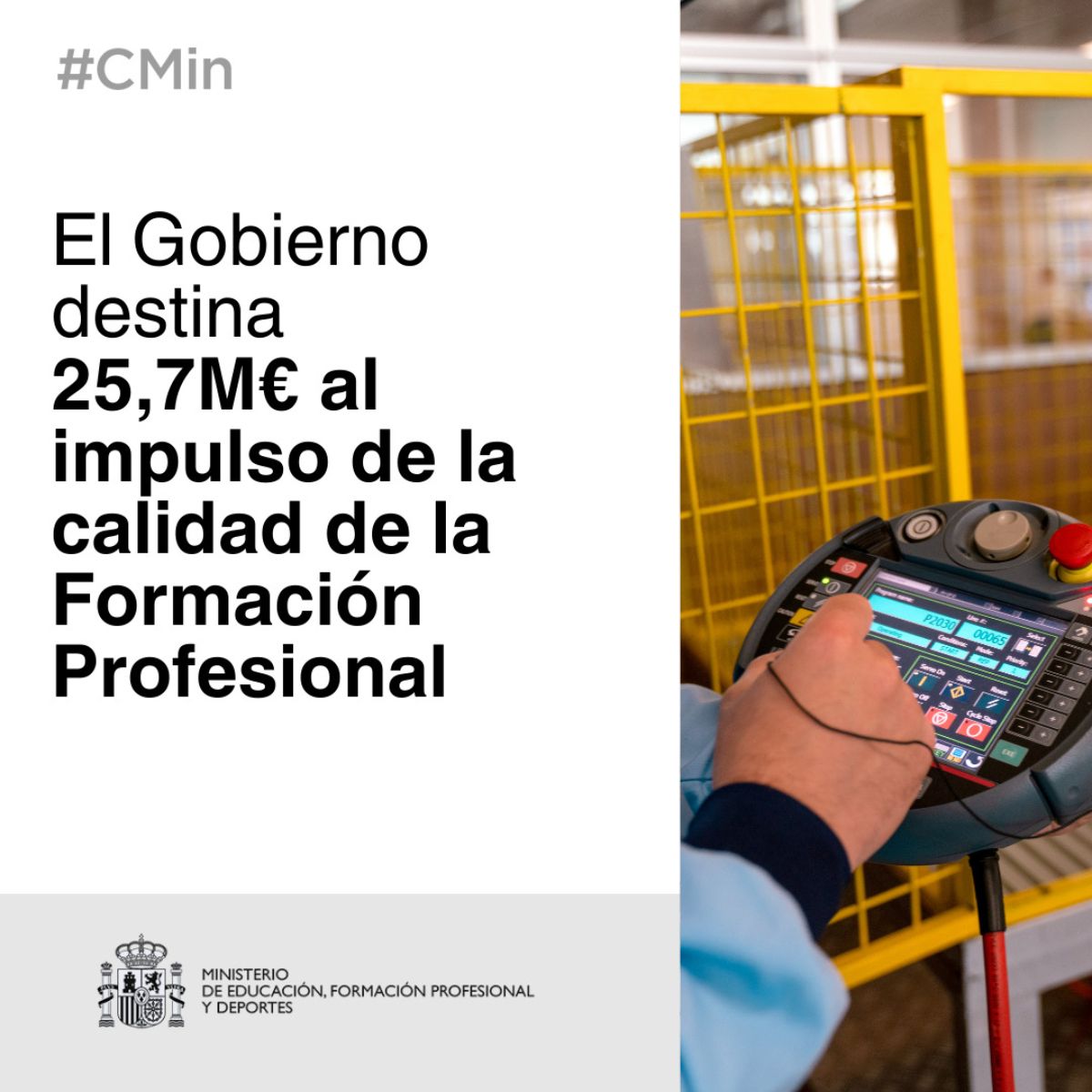 El Gobierno destina 25,7 millones de euros al impulso de la calidad de la Formación Profesional