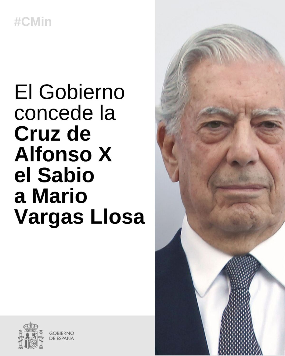 El Gobierno concede a Vargas Llosa la Gran Cruz de Alfonso X el Sabio
