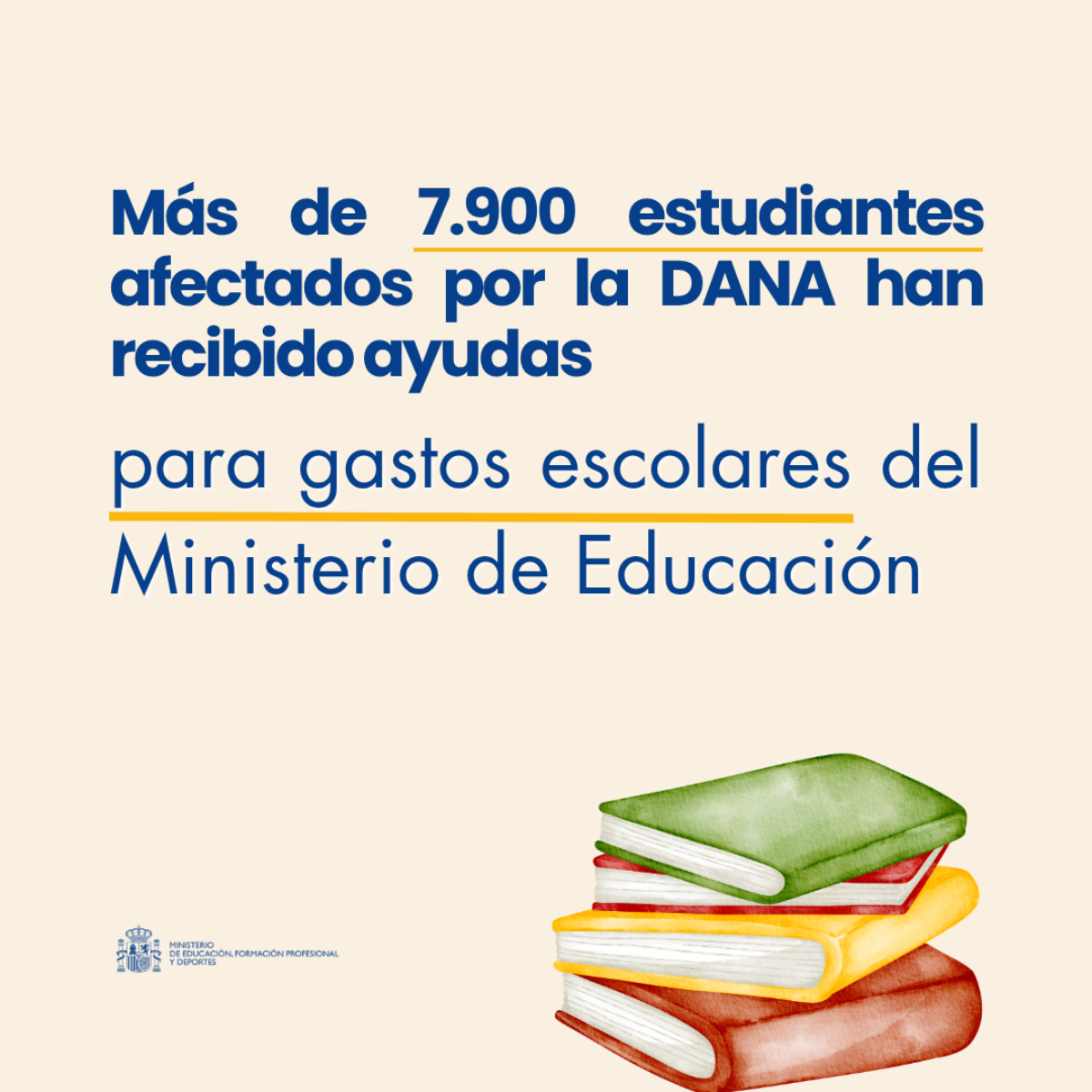 Más de 7.900 estudiantes afectados por la DANA han recibido ayudas para gastos escolares del Ministerio de Educación