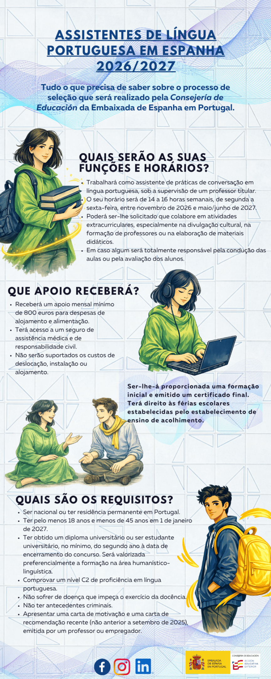 Infografía auxiliares de conversación de portugués en España