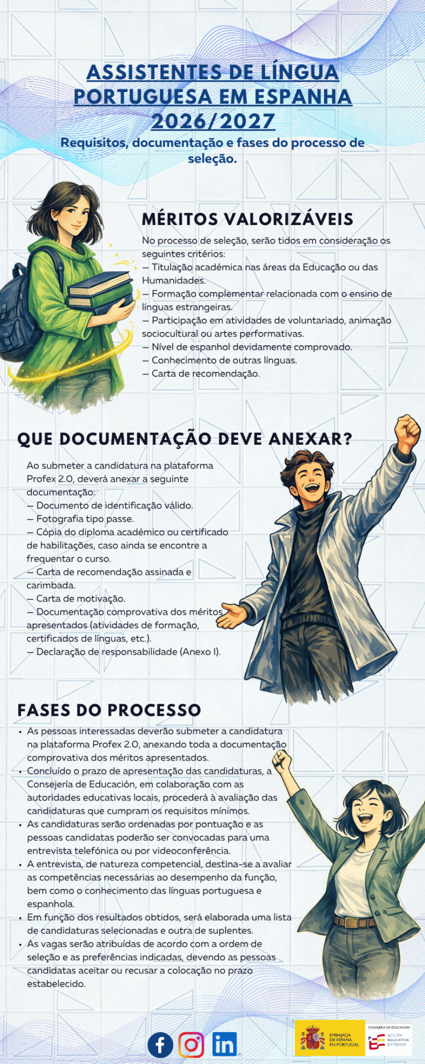 infografía explicativa de la convocatoria de auxiliaires de portugués en España
