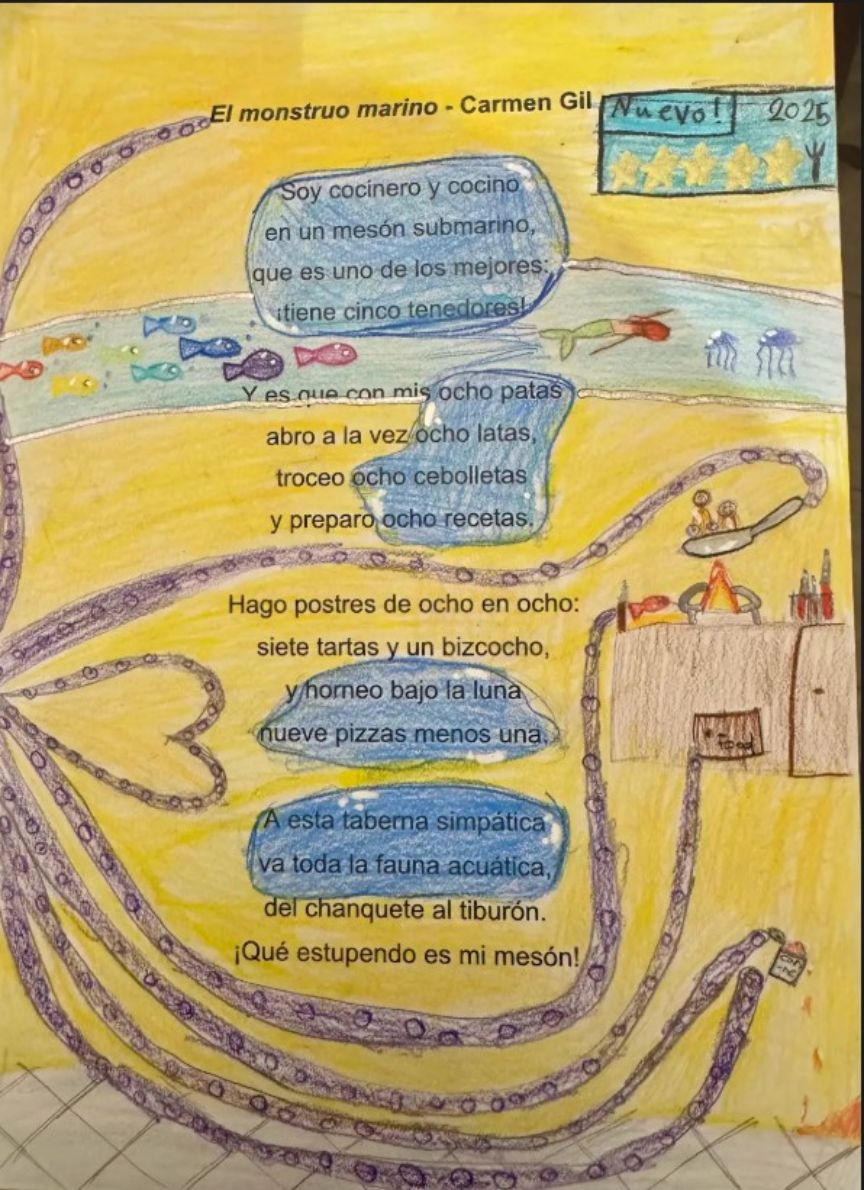Primer puesto. Nivel A1-A2.2 Autora: Maya Campo. Poema: El monstruo marino. Carmen Gil. 