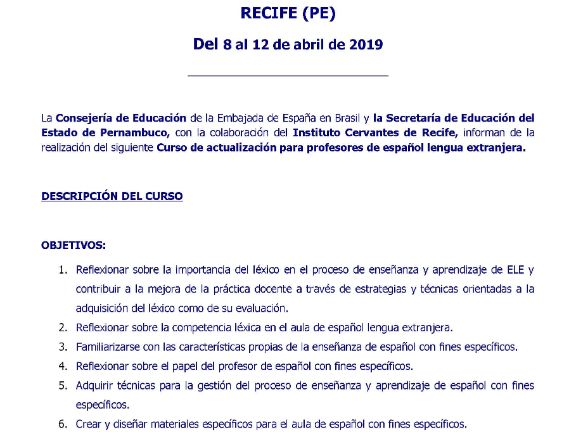 Curso actualización profesores Estado de Pernambuco 1