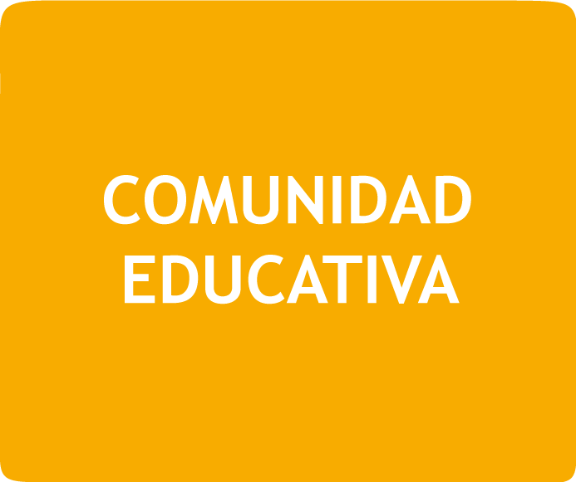 Botón de color naranja con las palabras comunidad educativa