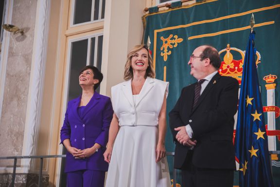 Las ministras Isabel Rodríguez, Pilar Alegría y el ministro Miquel Iceta
