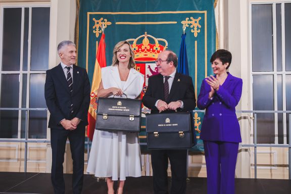 Los ministros Fernando Grande-Marlaska, Pilar Alegría, Isabel Rodríguez y Miquel Iceta