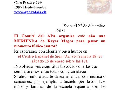 carta merienda año nuevo Sion
