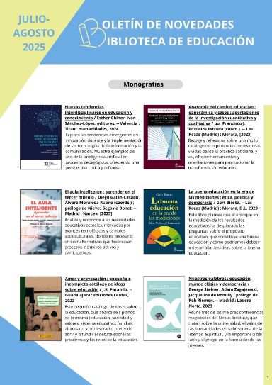 Boletín novedades julio-agosto 2025