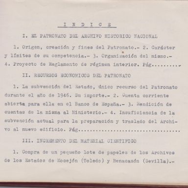 Memoria del Patronato del Archivo Histórico Nacional. ACME, Archivos y bibliotecas, L-1741/bis, p.I-1