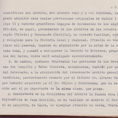 Memoria del Patronato del Archivo Histórico Nacional. ACME, Archivos y bibliotecas, L-1741/bis, p.7