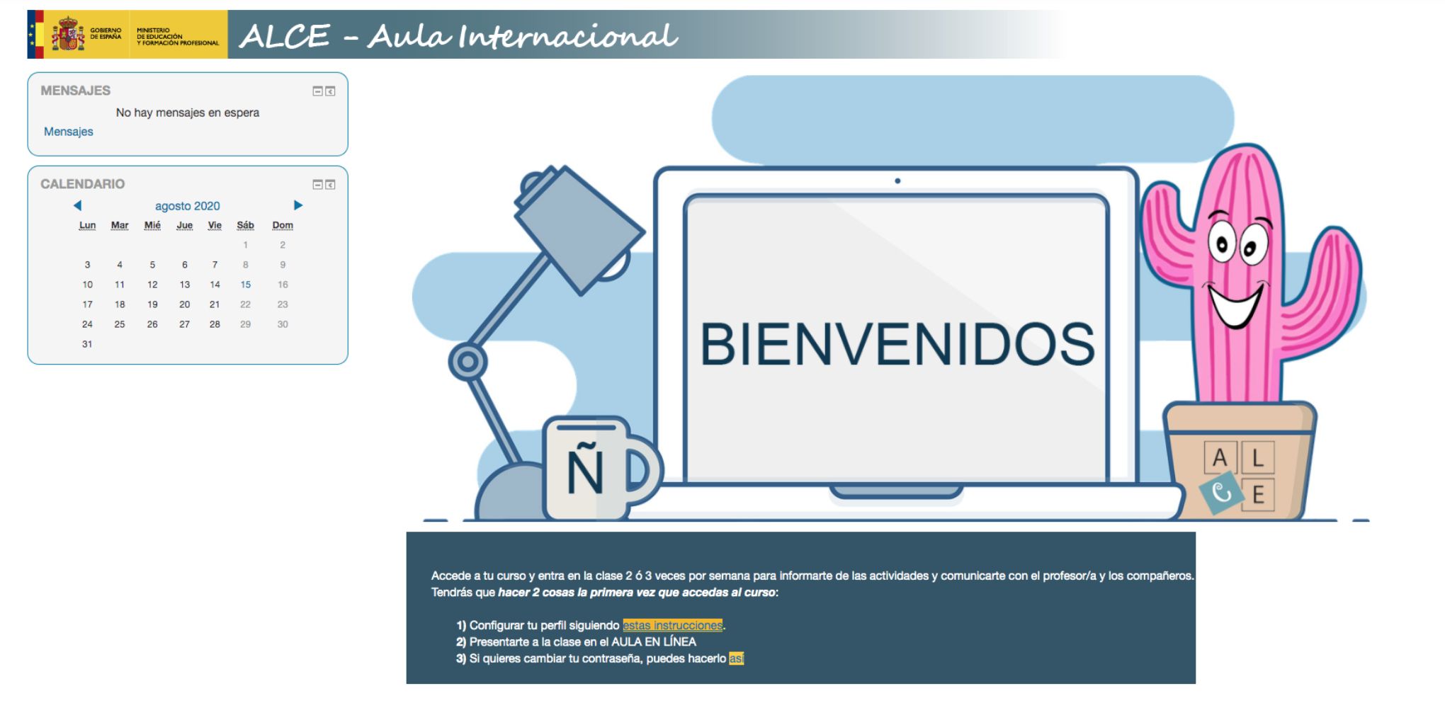 Pantalla presentación Aula Internacional