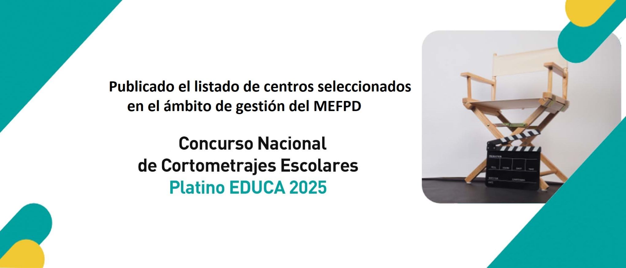 Publicado el listado de centros seleccionados concurso cortometrajes PLATINO EDUCA