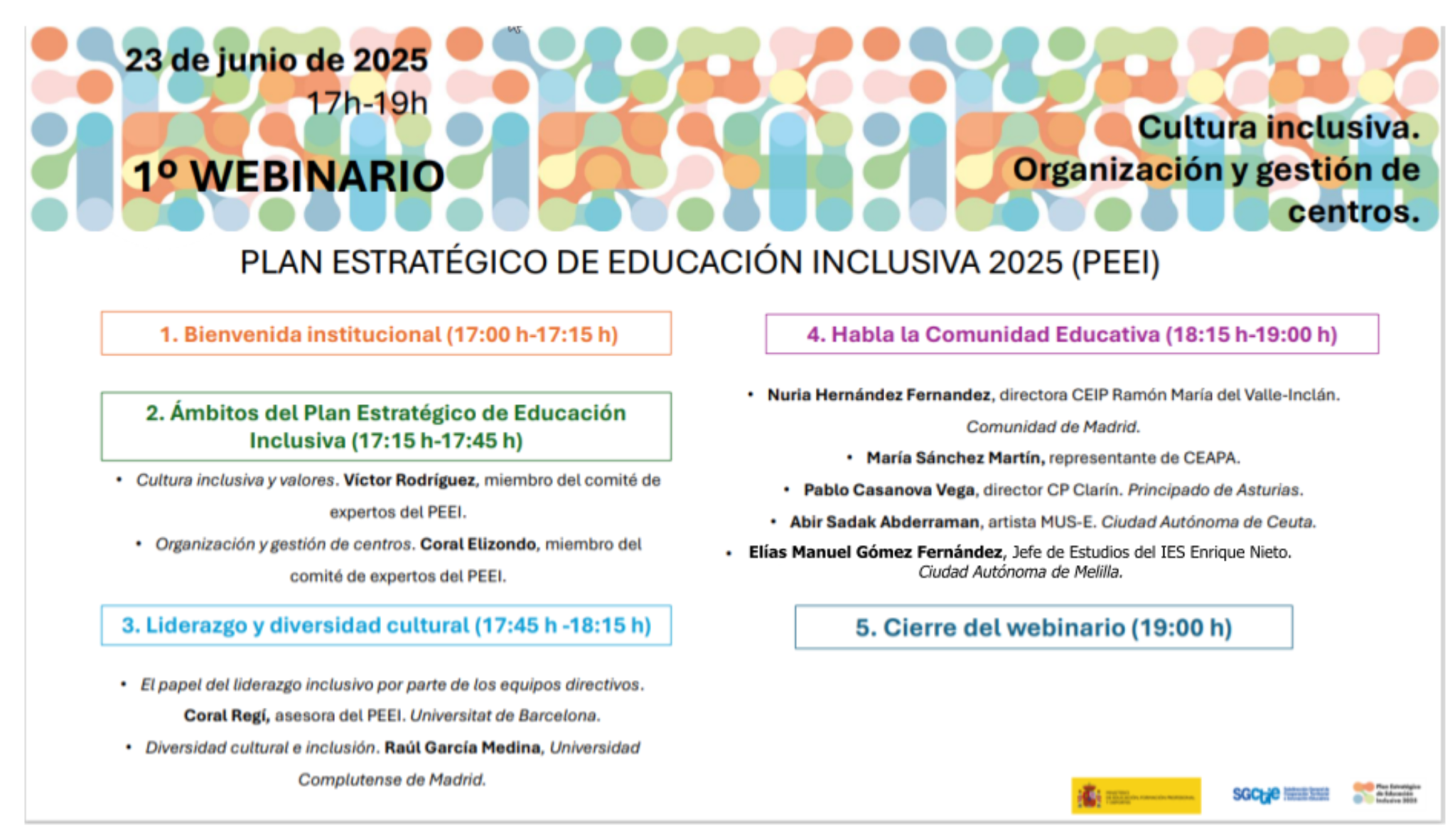 Cartel del primer foro virtual del Plan Estratégico de Educación Inclusiva