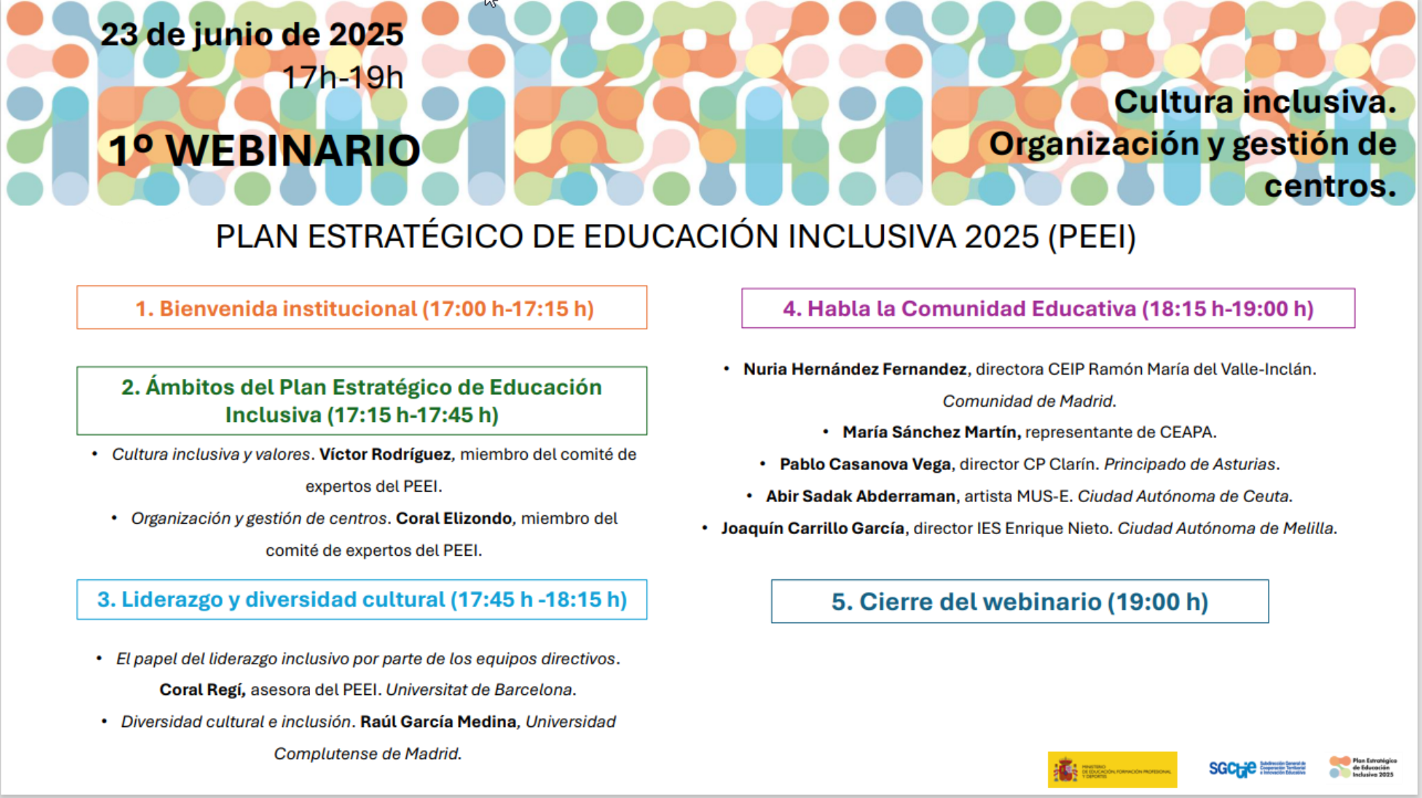 Cartel del primer foro virtual del Plan Estratégico de Educación Inclusiva