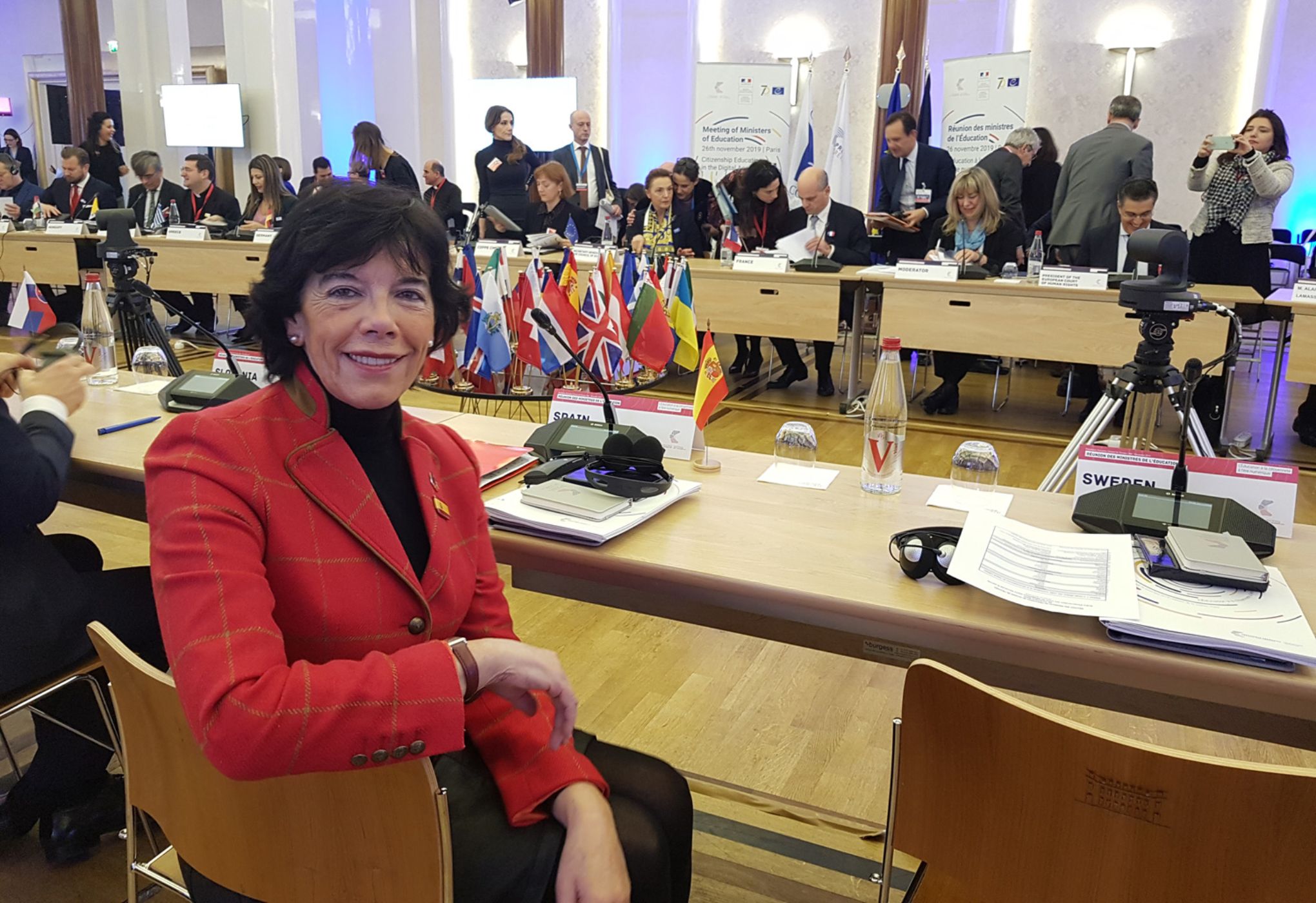 Isabel Celaá en la Cumbre de Ministros de Educación del Consejo de Europa.