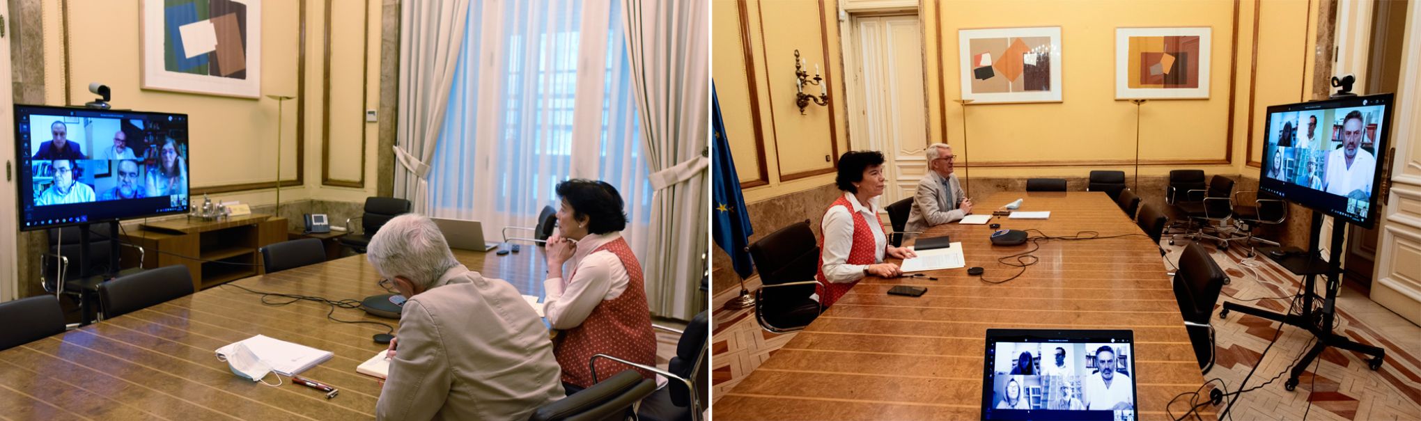 La ministra y el secretario de Estado durante las reuniones