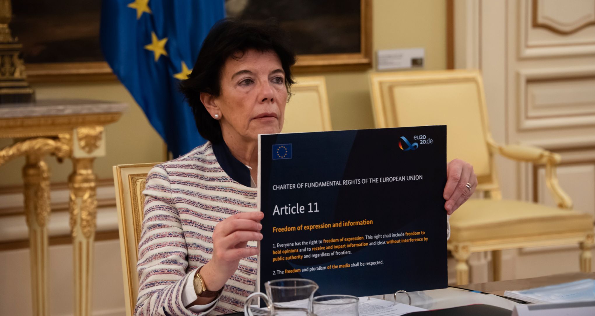 Isabel Celaá durante la reunión informal del Consejo de Ministros de Educación de la Unión Europea.