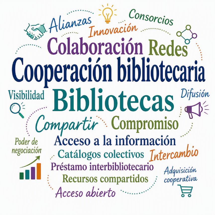 Nube de palabras-cooperación bibliotecaria