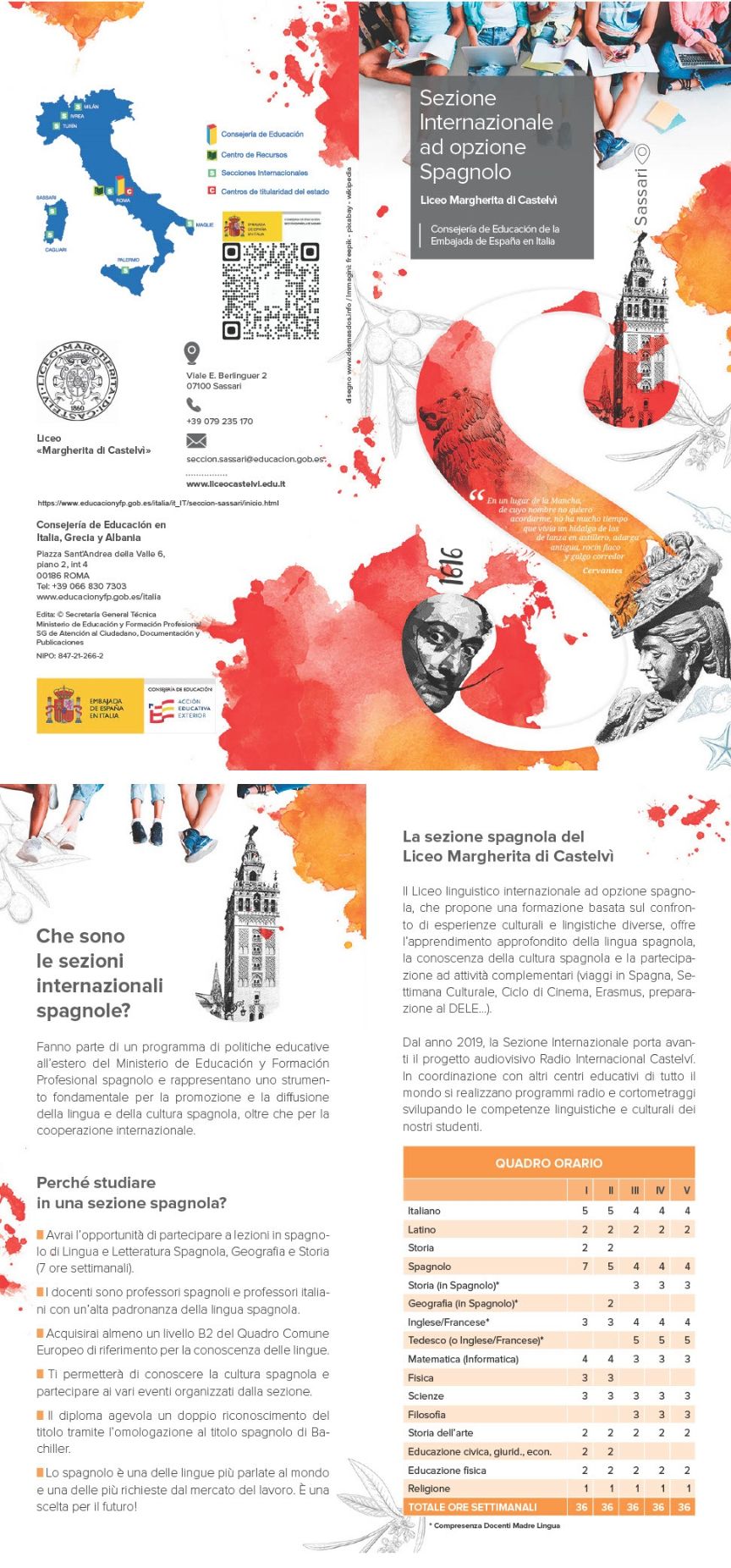 Fachada principal del Liceo Margherita di Castelví