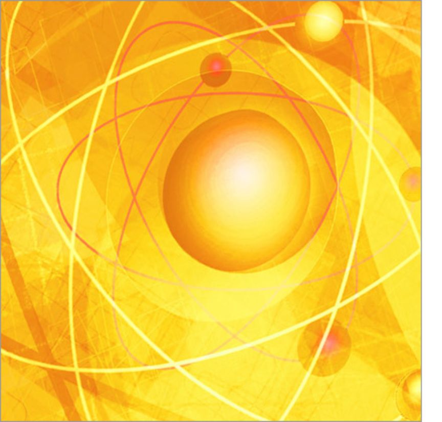 Átomo abstracto color amarillo