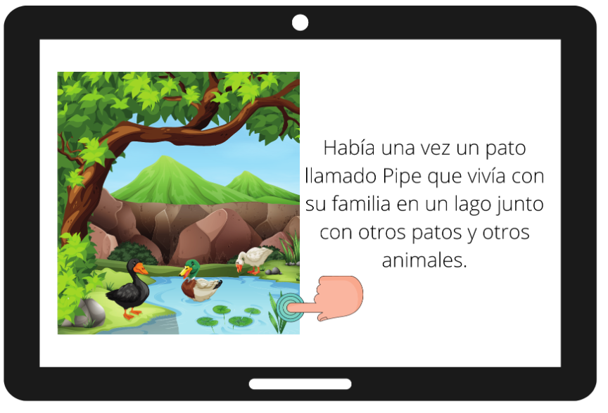 Ilustración de libro digital en dispositivo móvil