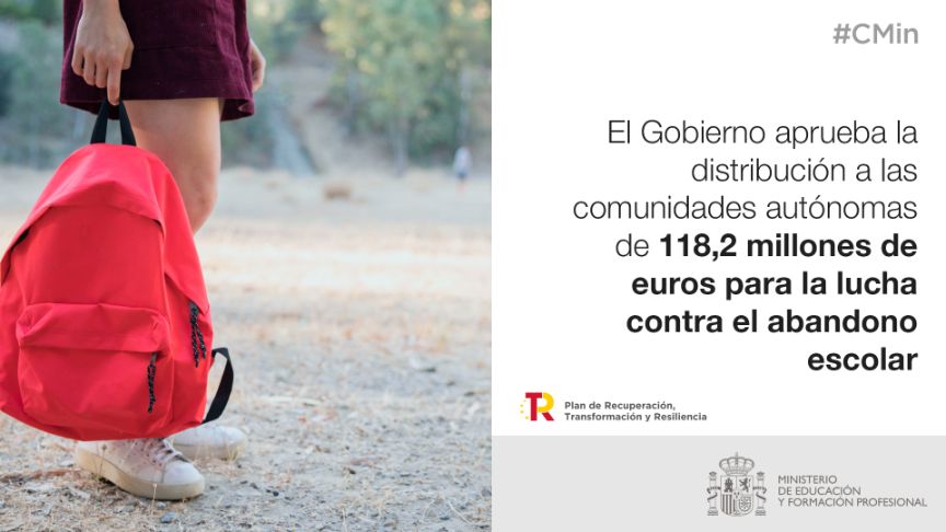 El Gobierno aprueba la distribución a las CCAA de 118,2 millones de euros para apoyo escolar
