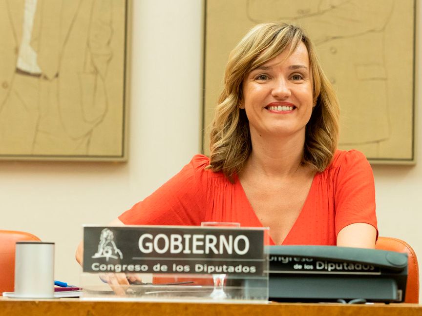 La ministra Pilar Alegría en su intervención en la Comisión del Congreso