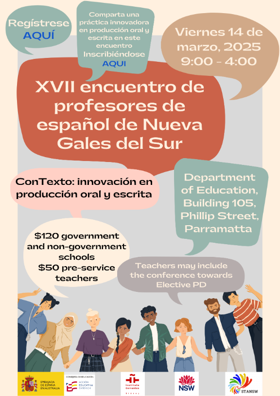 Cartel anunciador del XVII encuentro de profesores de español de NSW