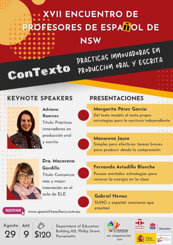 Cartel anunciador del XVII encuentro de profesores de español de NSW