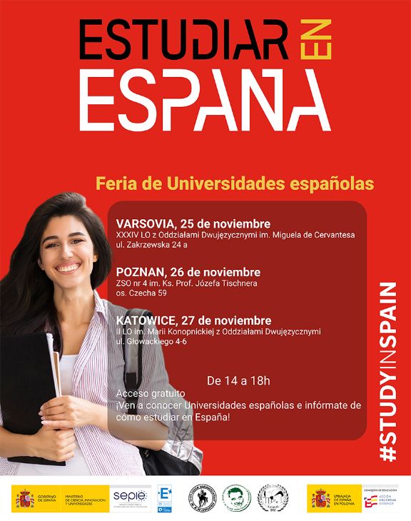 Cartel de la Feria de Universidades españolas en Polonia 2024