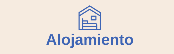 pestaña que con un logo de una casa indicando "Alojamiento" para encontrar información sobre donde hospedarse
