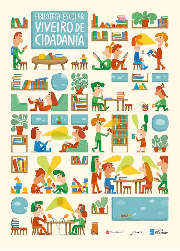 Cartel con texto: Bibliotecas escolares vivero de ciudadanía