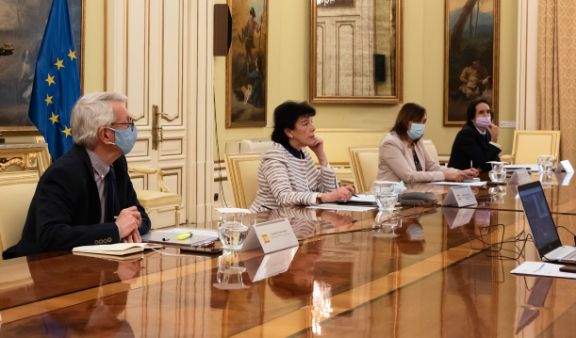 Isabel Celaá durante la reunión informal del Consejo de Ministros de la Unión Europea.