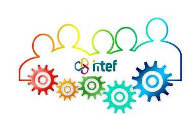 Composición de un grupo de personas y el logo del INTEF