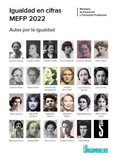 Portada de Igualdad en Cifras MEFP 2022 con cartel de las Sin Sombrero, con enlace a descarga de publicación