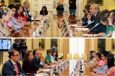 Imágenes de la reunión en la sede del Ministerio de Educación.