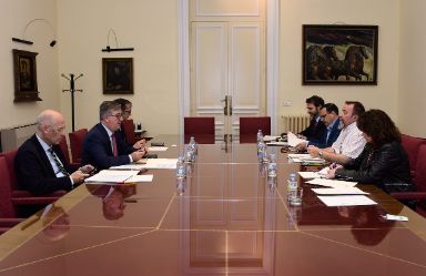 Marcial Marín y los representantes de UGT, Comisiones Obreras y CEOE