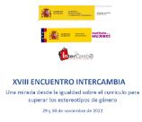 Fechas del encuentro intercambia,  29 y 30 de noviembre de 2022 y logos del Ministerio, Instituto de las Mujeres e Intercambia