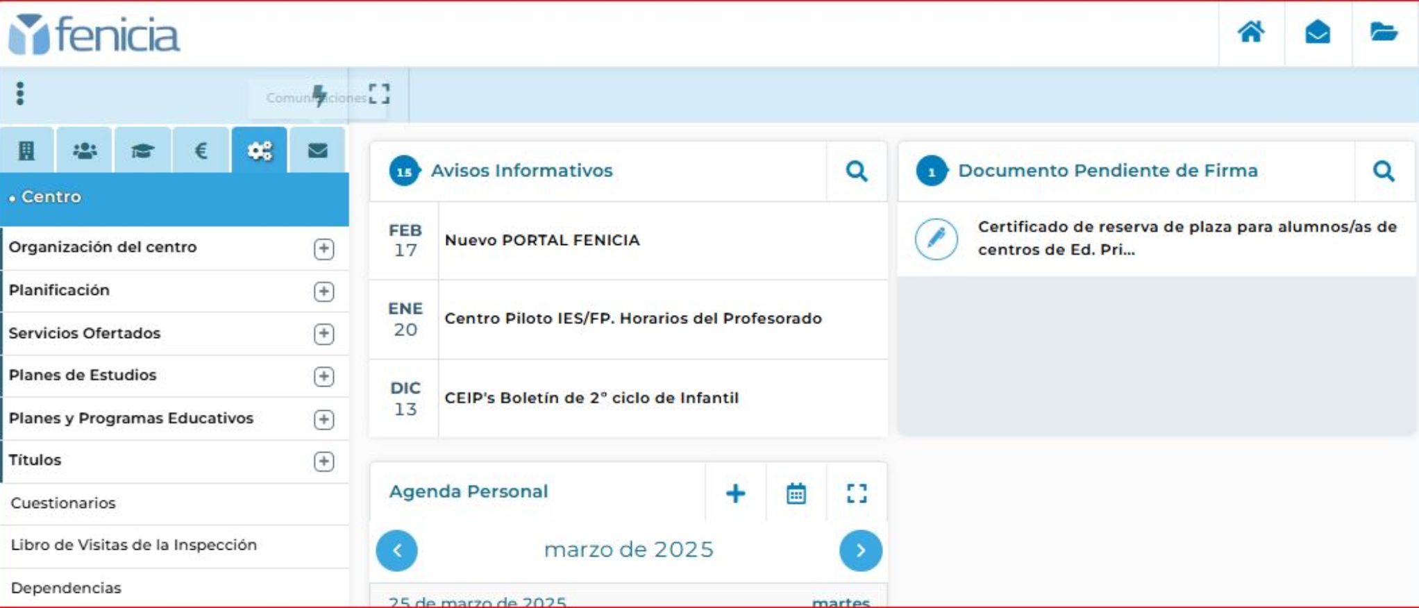 Información para los centros que se incorporan a FENICIA