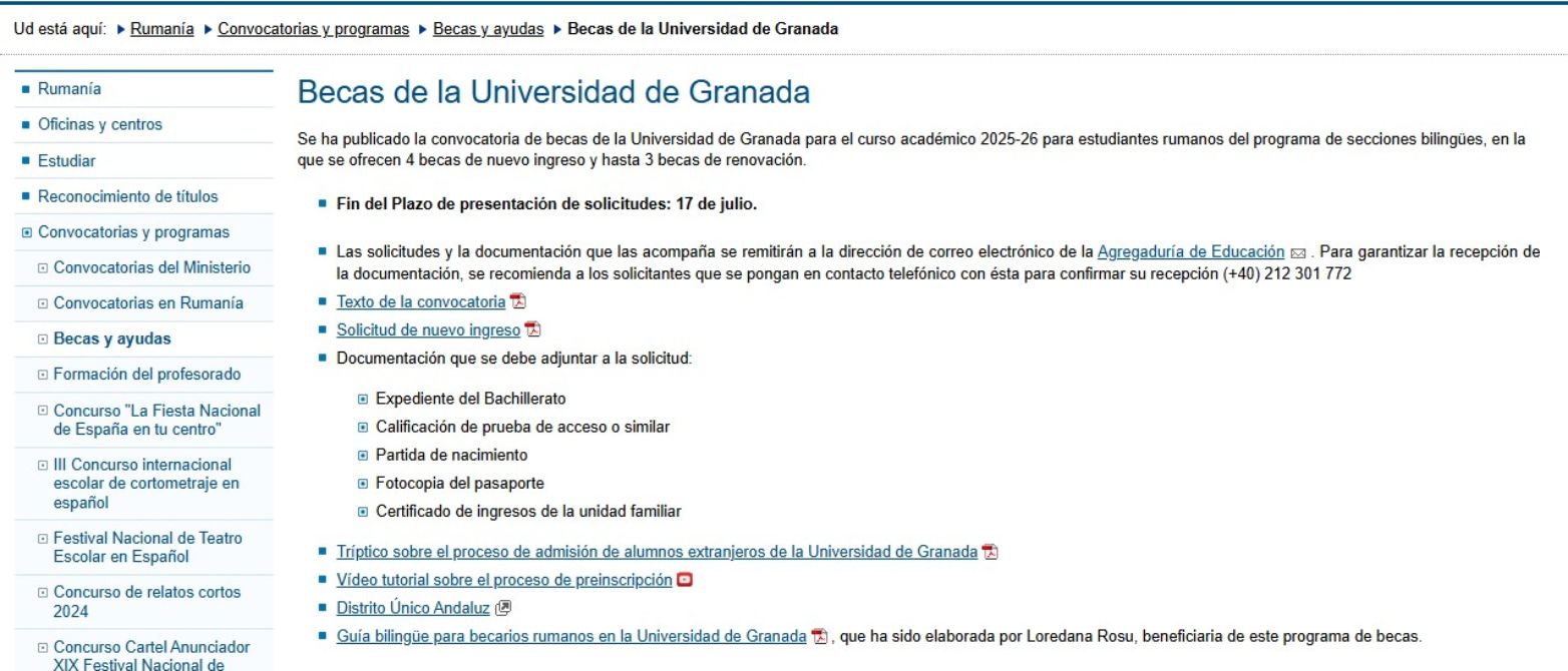 Convocatoria de becas de la Universidad de Granada