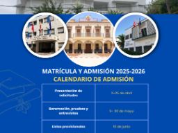 Admisión 2025-2026. Vacantes Periodo Extraordinario.