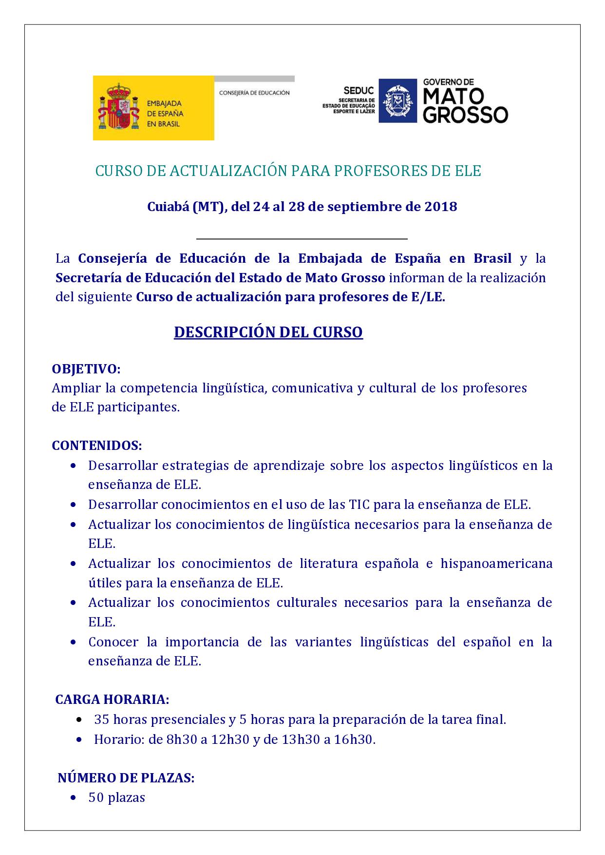 Curso de actualización de profesores Cuiabá